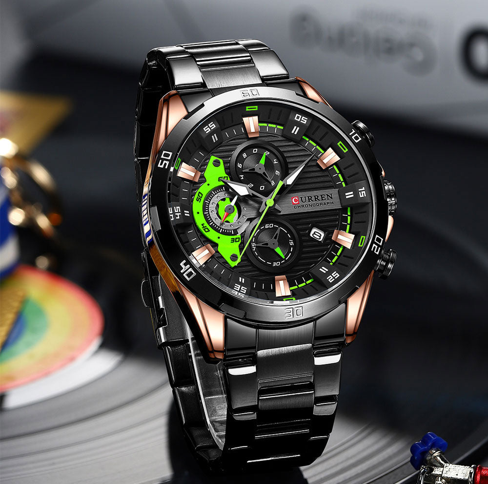 CURREN Stainless Steel Band Wrist Watch For Men 8402 (Black)