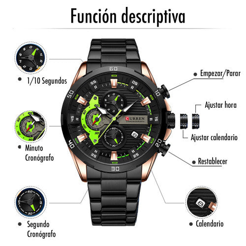 CURREN Stainless Steel Band Wrist Watch For Men 8402 (Black)
