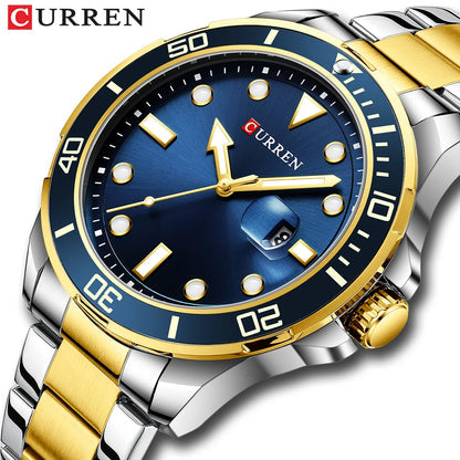 CURREN Watches Mens Quartz Stainless Steel Band for Male Business Design