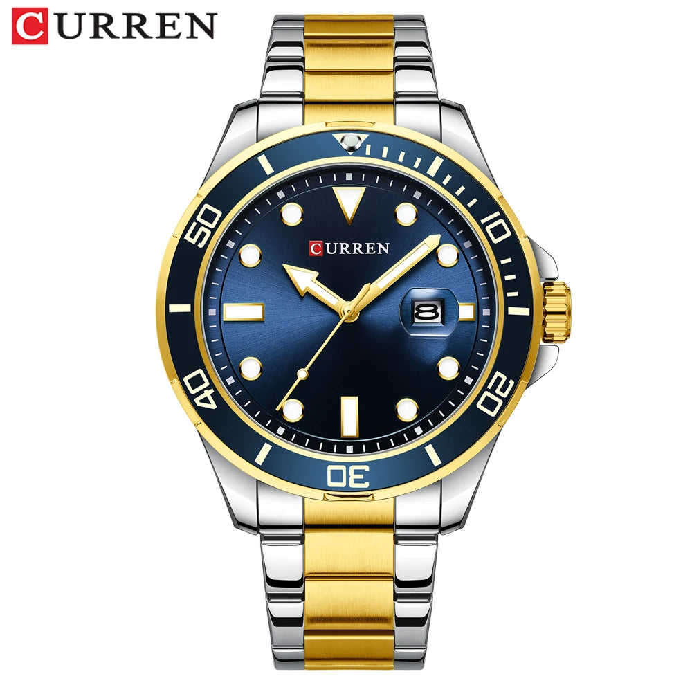 CURREN Watches Mens Quartz Stainless Steel Band for Male Business Design